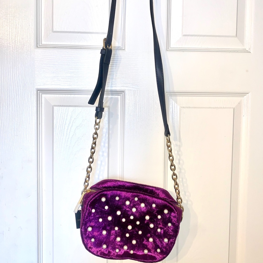 Christian Siriano Velvet Pearl Crossbody Bag